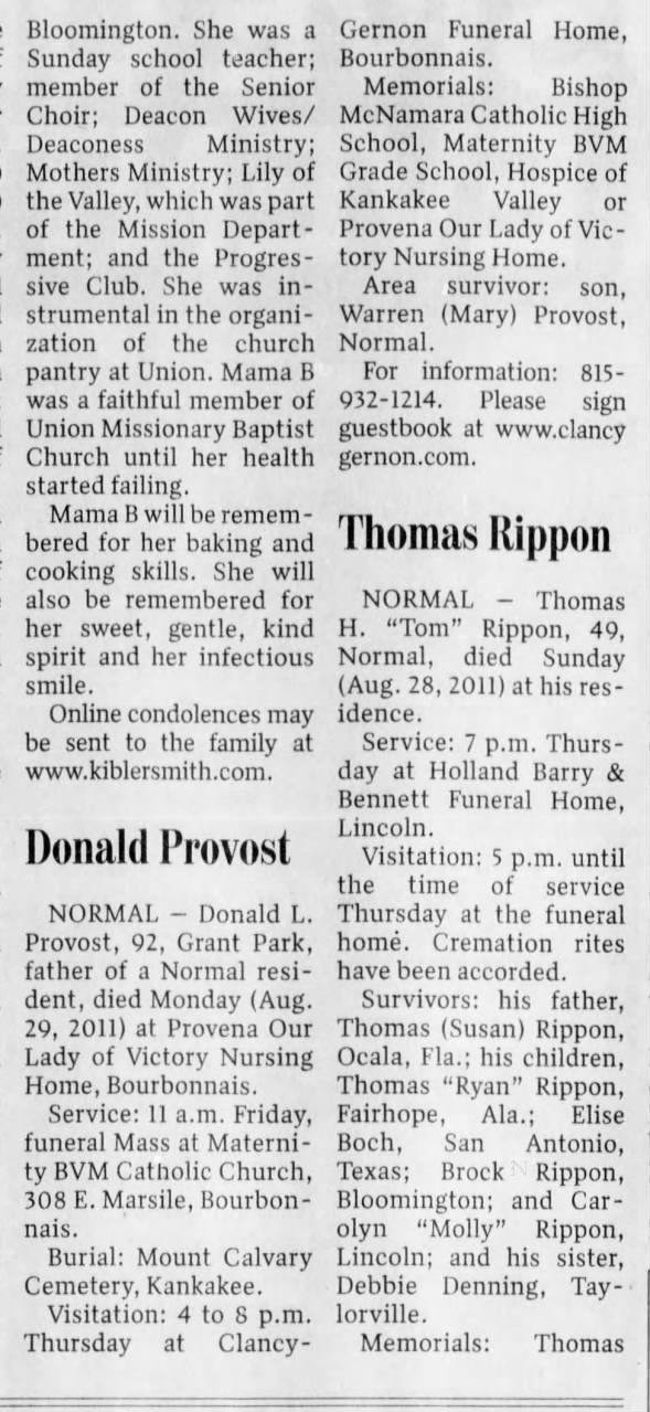 Clipping from The Pantagraph